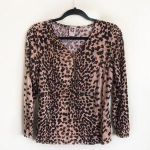 Anne Klein | Zip Cheetah Top